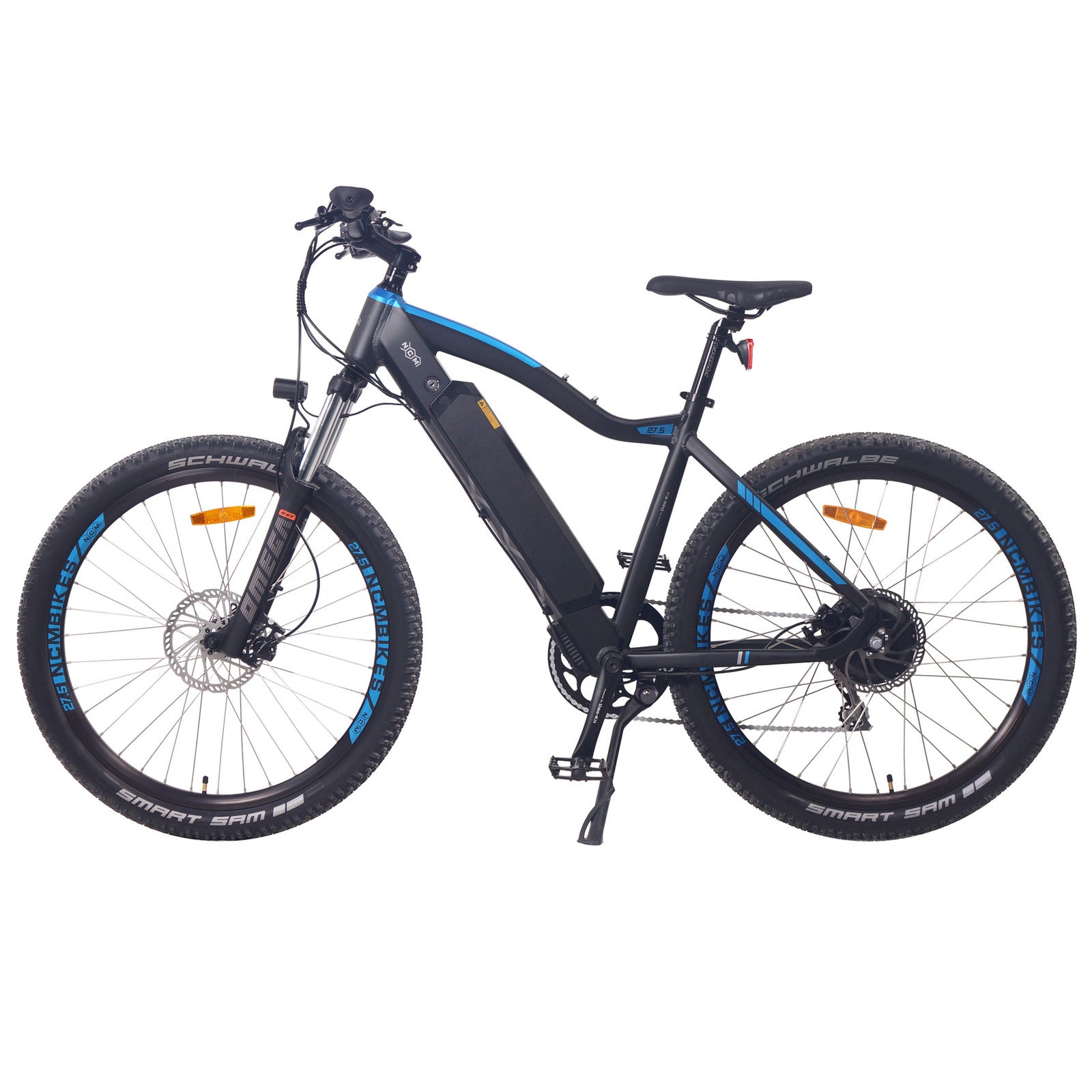 Black NCM M7 Electric Mountain Bike Side Profile – 500W Peak Power | SalteBikes.com.au