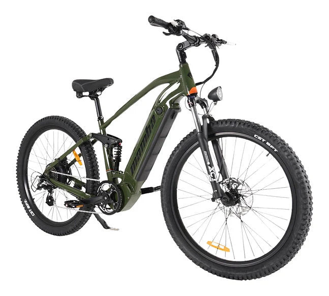 Saltebikes: 2025 Mamba Double Strike V2 E-Bike showcasing sleek design, dual suspension, and powerful Bafang motor for all-terrain performance.