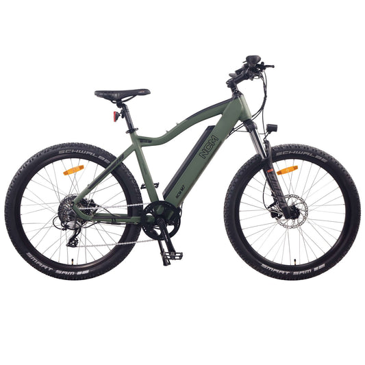 NCM M7 Army Green Electric Mountain Bike Side View – SalteBikes.com.au