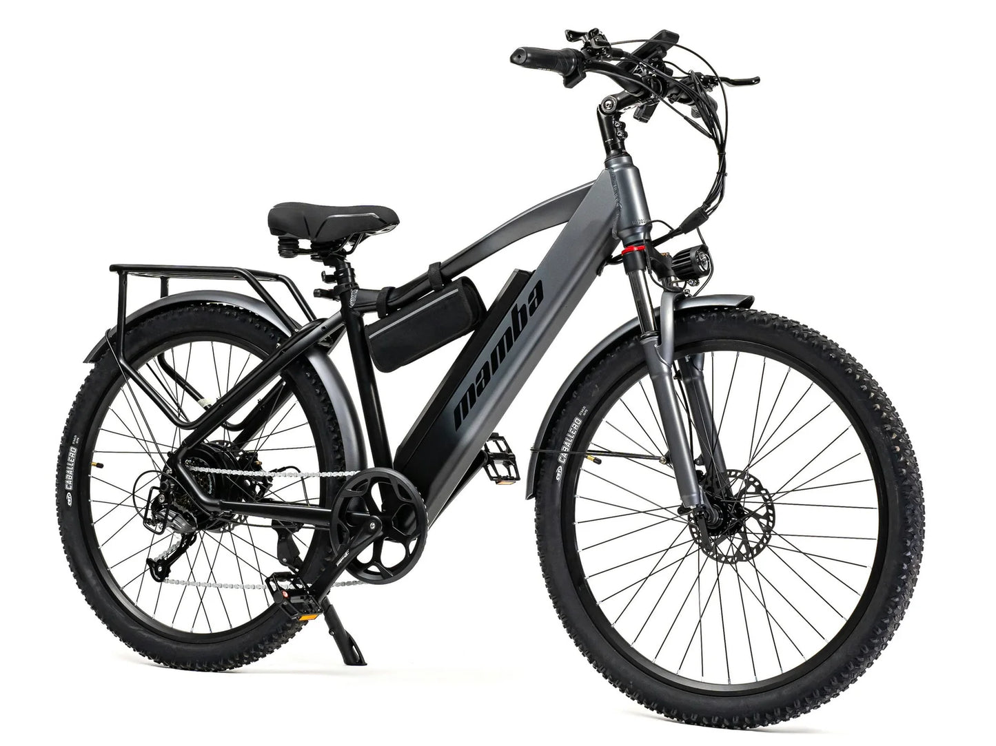 Right-side view of the Mamba Venom 2024 e-bike, highlighting the suspension fork and ergonomic saddle, available at SalteBikes.