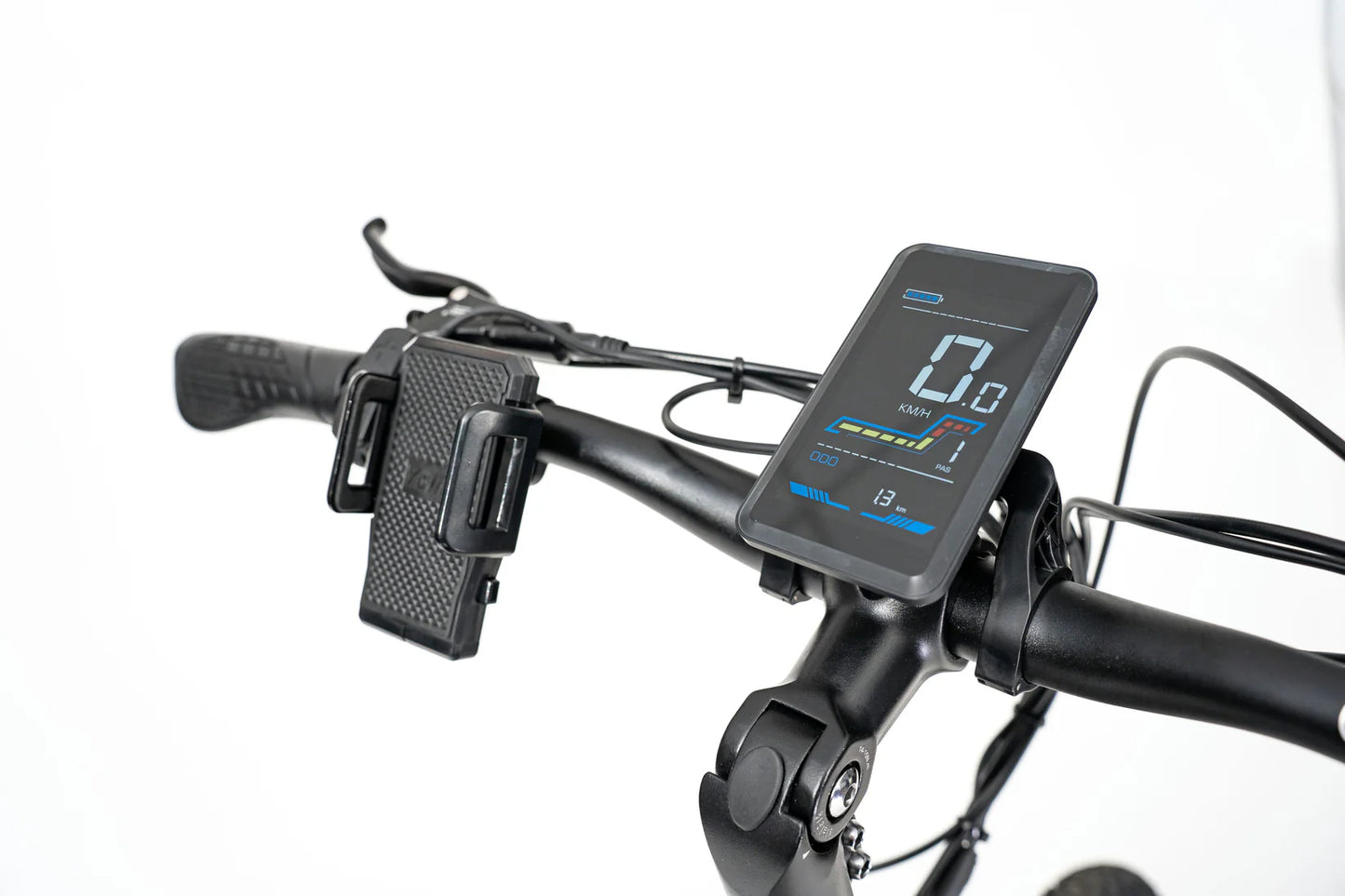 Color LED display on the Mamba Venom 2024 e-bike, showing speed, battery life, and assist levels, available at SalteBikes