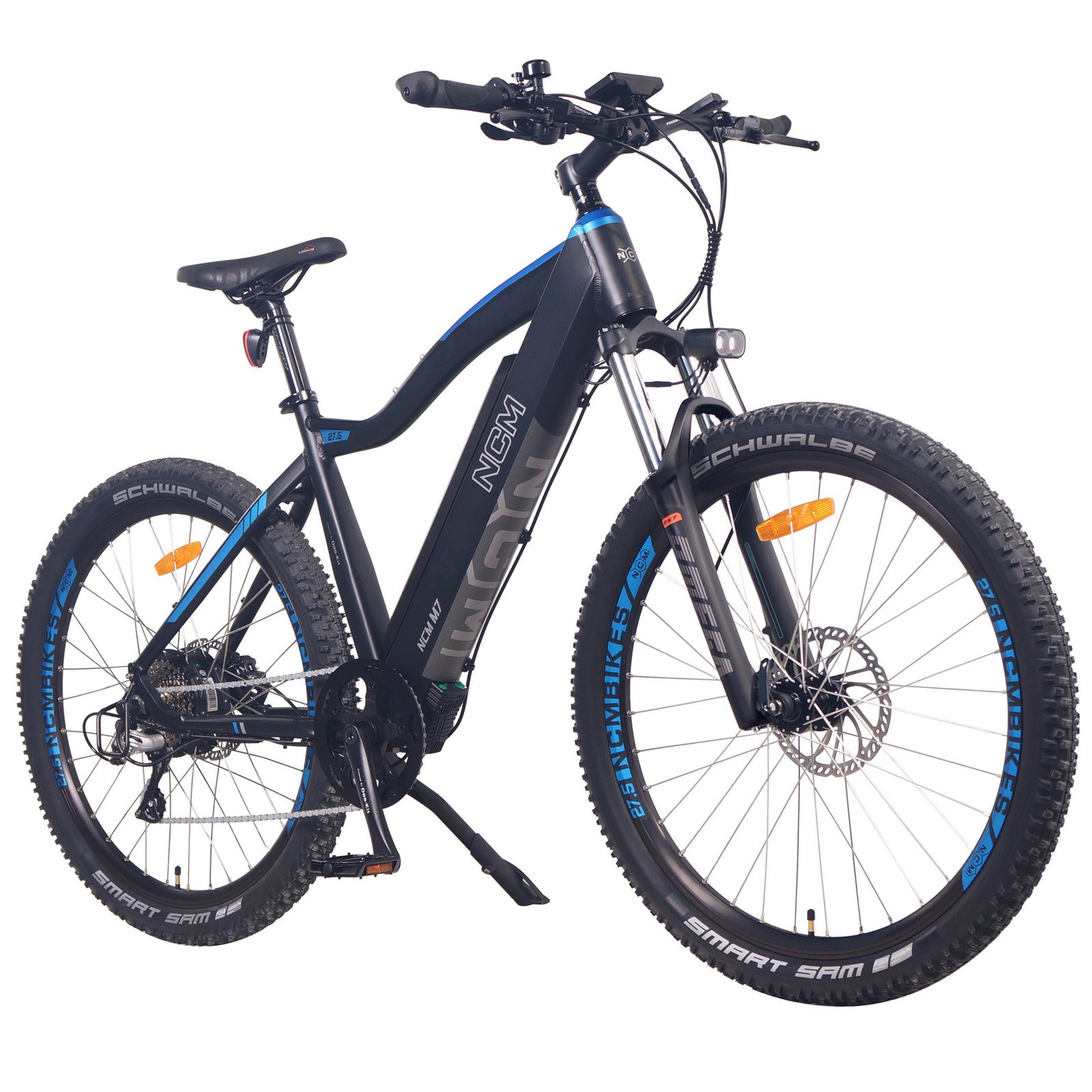 Slightly Angled Black NCM M7 Electric Mountain Bike – 500W Peak Power | SalteBikes.com.au