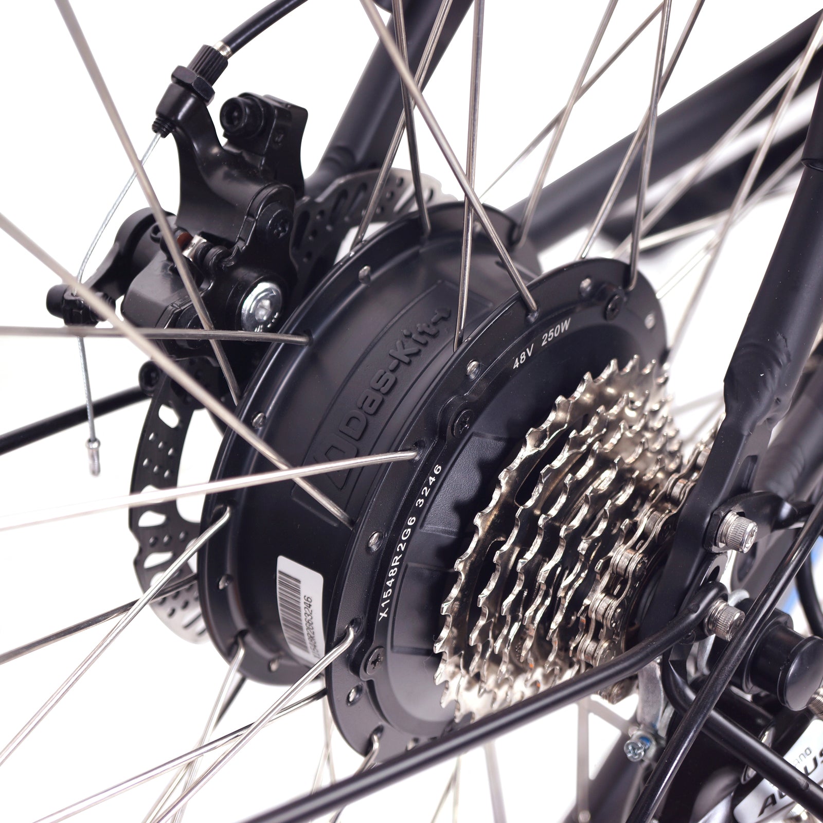 SalteBikes NCM Milano Plus Electric Bike Close-up | Das-Kit 48V 250W motor, precision disc brakes, and gears for superior performance and smooth rides.